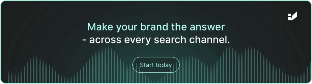 A banner with text: "Make your brand the answer - across every search channel. Start today." Click to book a meeting via Calendly.