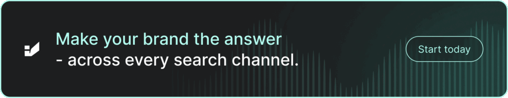 A banner with text: "Make your brand the answer - across every search channel. Start today." Click to book a meeting via Calendly.