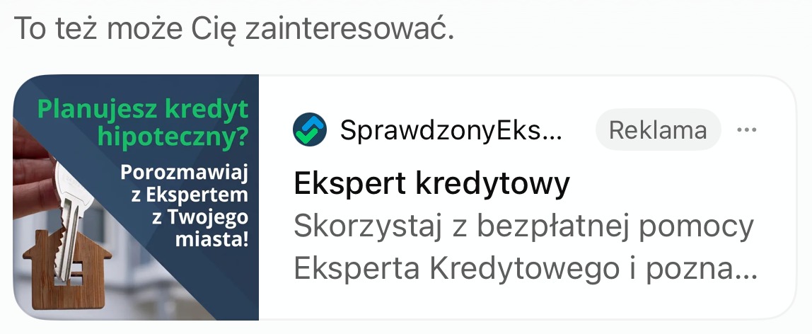 Reklama SprawdzonyEkspert „Ekspert kredytowy” w odpowiedzi ChatGPT